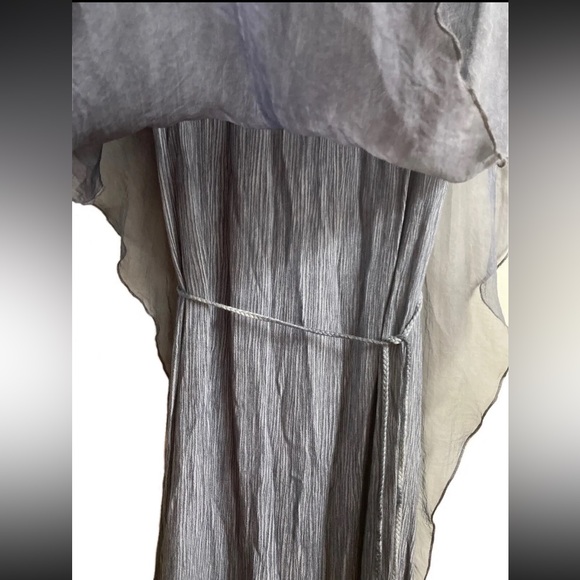 SOFT SURROUNDINGS - Flowy Overlay Cape Dress Grey Tassel Tied Size M NWT￼ - Picture 5 of 9